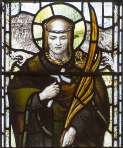 stained glass window of St Cynog