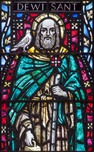 Dewi Sant, Llanddewi Brefi, stained glass by Powell & Sons (Whitefriars)