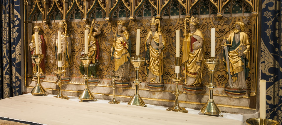 Saints on the reredos at Wenvoe